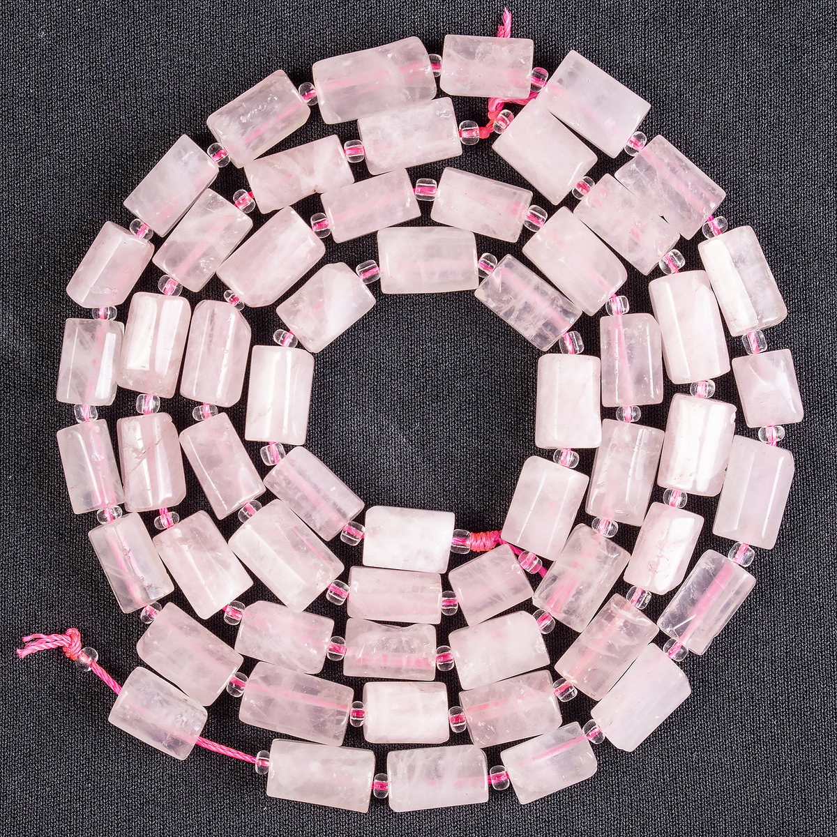 Rose Quartz Gemstone Pipe Bead, Crystal Healing Tube Beads.  DestGlow