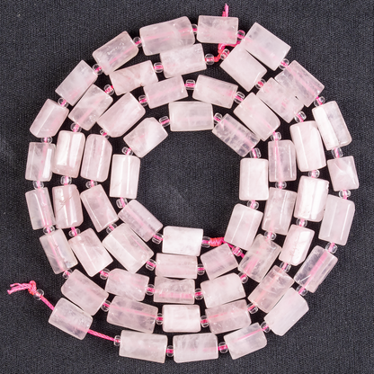 Rose Quartz Gemstone Pipe Bead, Crystal Healing Tube Beads.  DestGlow