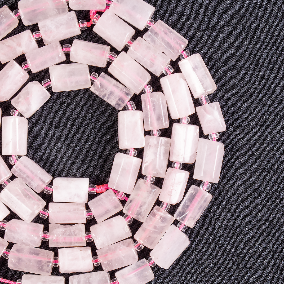 Rose Quartz Gemstone Pipe Bead, Crystal Healing Tube Beads.  DestGlow