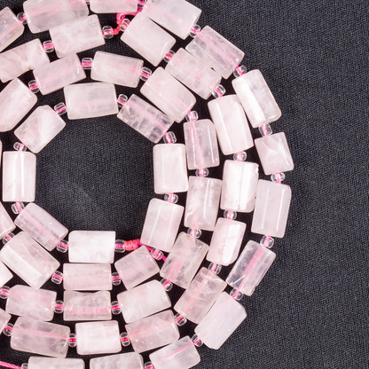 Rose Quartz Gemstone Pipe Bead, Crystal Healing Tube Beads.  DestGlow