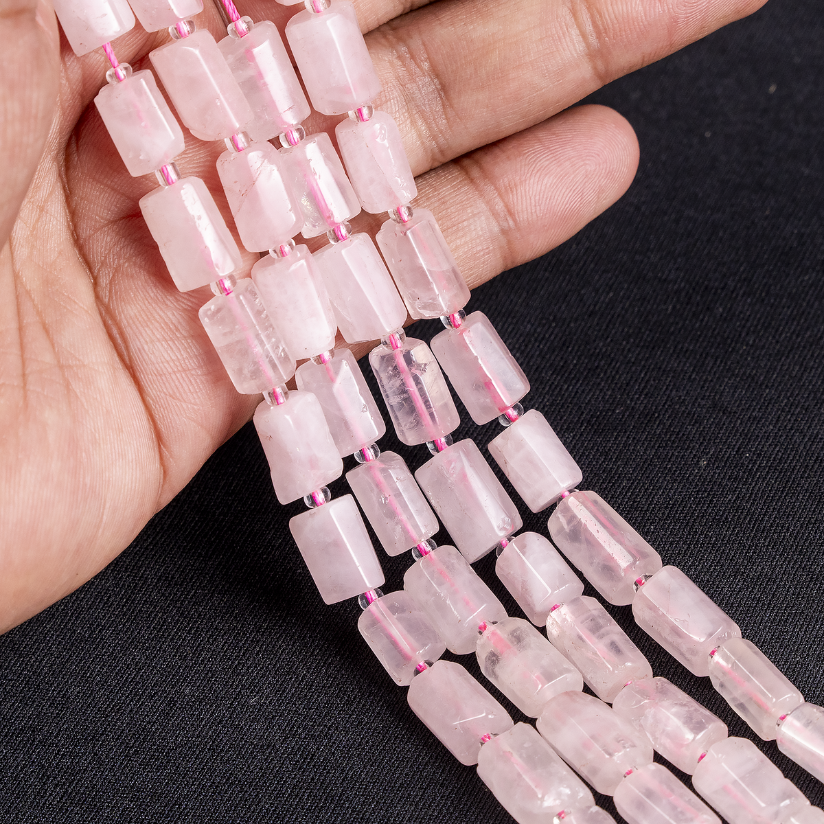 Rose Quartz Gemstone Pipe Bead, Crystal Healing Tube Beads.  DestGlow
