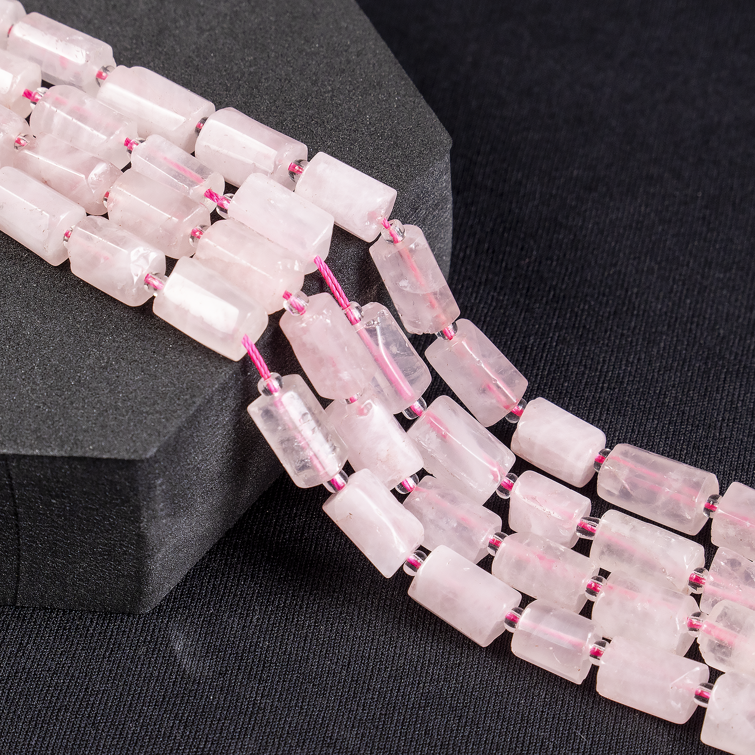 Rose Quartz Gemstone Pipe Bead, Crystal Healing Tube Beads.  DestGlow