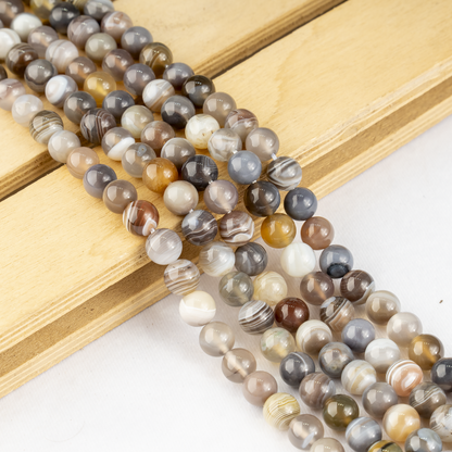 Botswana Agate Beads, Natural Round Crystal Beads 6mm to 10mm  DestGlow