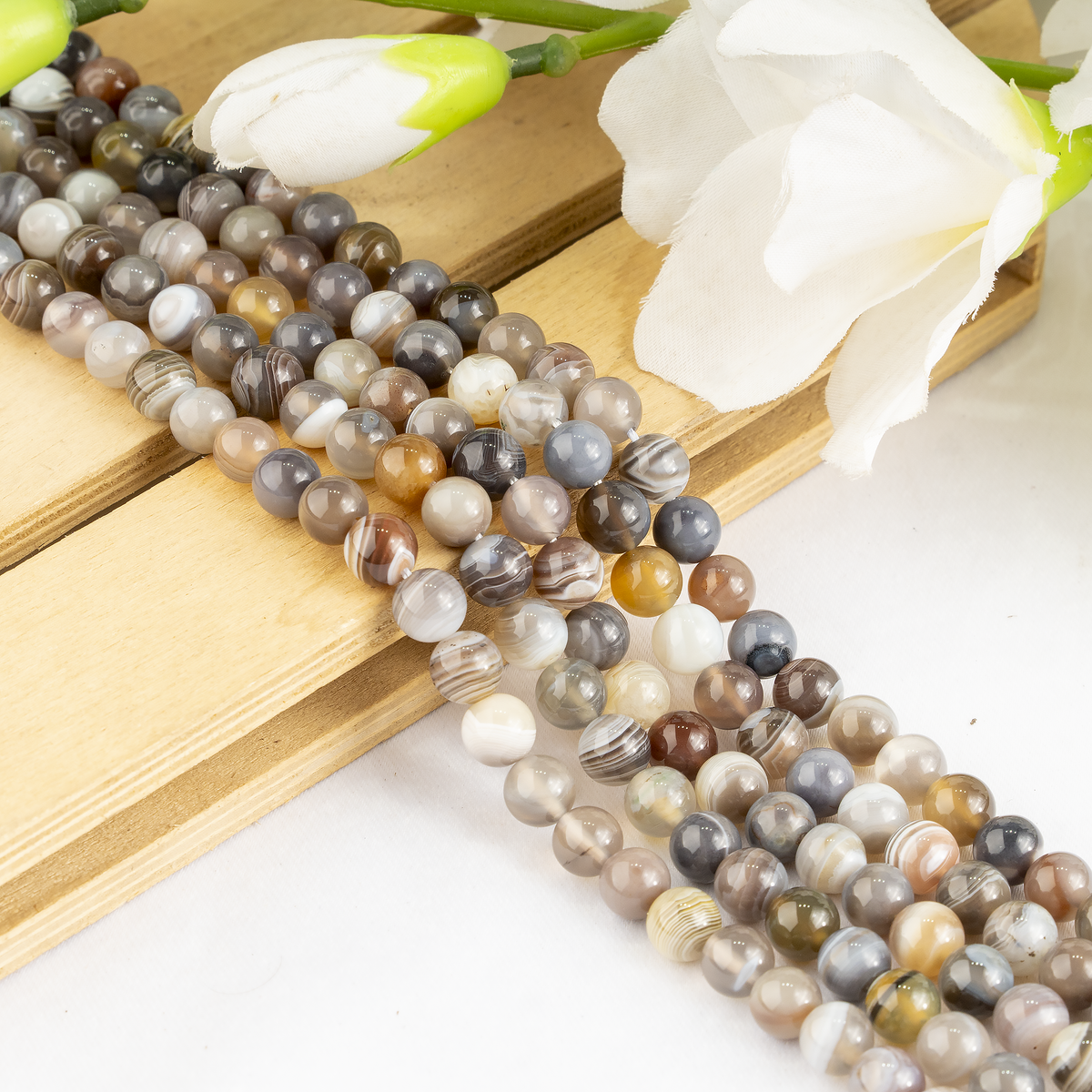 Botswana Agate Beads, Natural Round Crystal Beads 6mm to 10mm  DestGlow