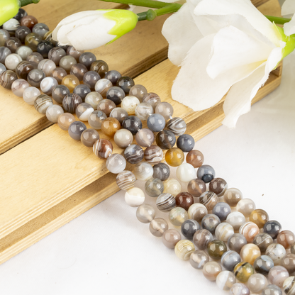 Botswana Agate Beads, Natural Round Crystal Beads 6mm to 10mm  DestGlow