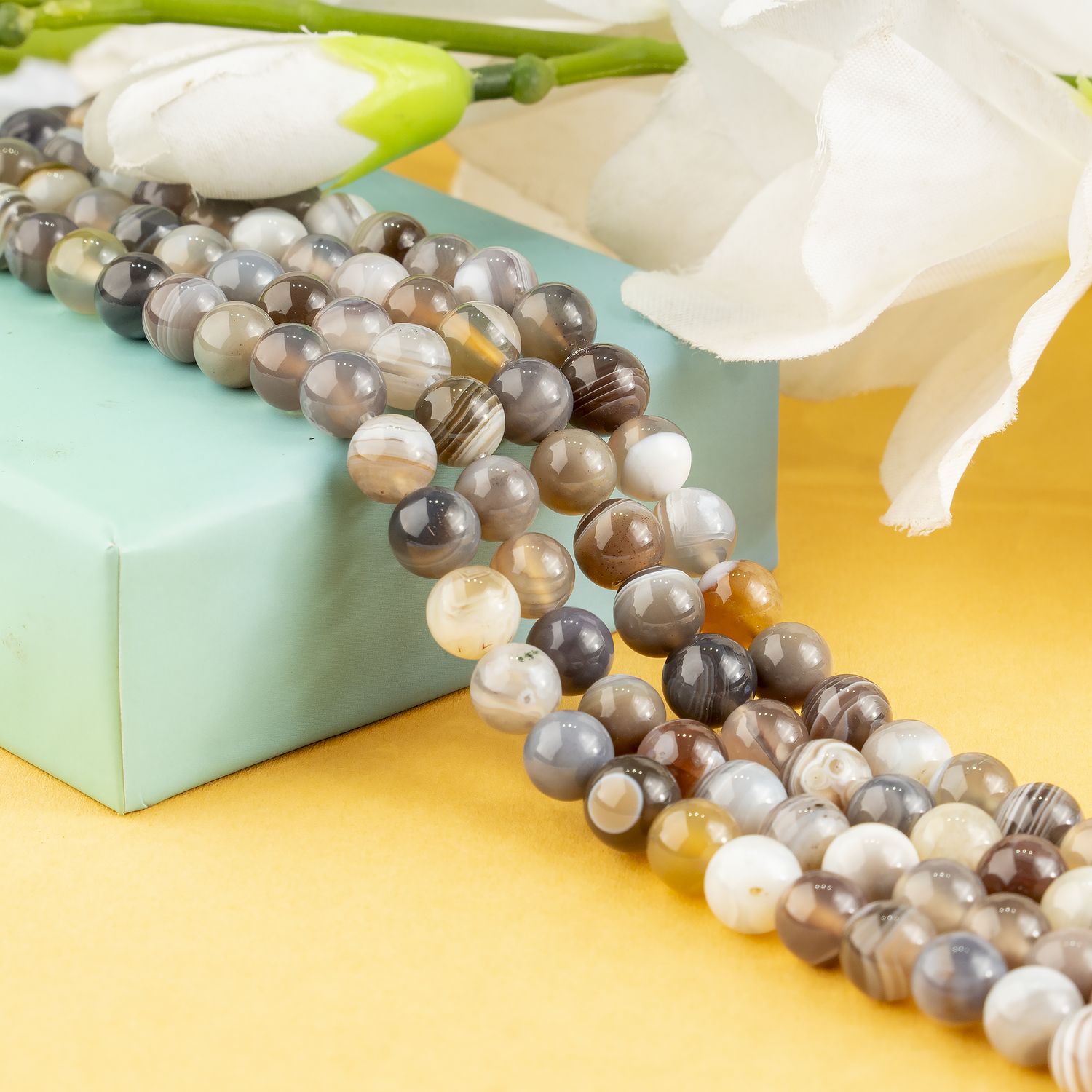 Botswana Agate Beads, Natural Round Crystal Beads 6mm to 10mm  DestGlow