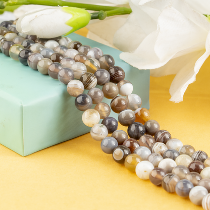 Botswana Agate Beads, Natural Round Crystal Beads 6mm to 10mm  DestGlow