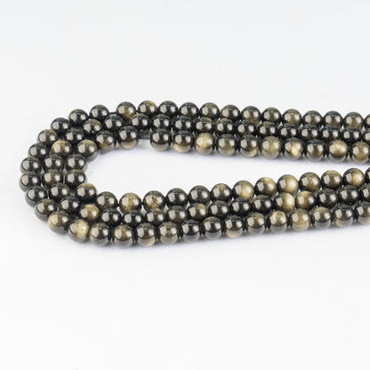 Golden Obsidian Beads, Natural Round Crystal Beads 4mm to 12mm  DestGlow