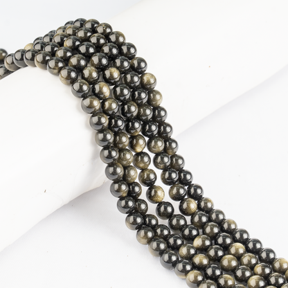 Golden Obsidian Beads, Natural Round Crystal Beads 4mm to 12mm  DestGlow