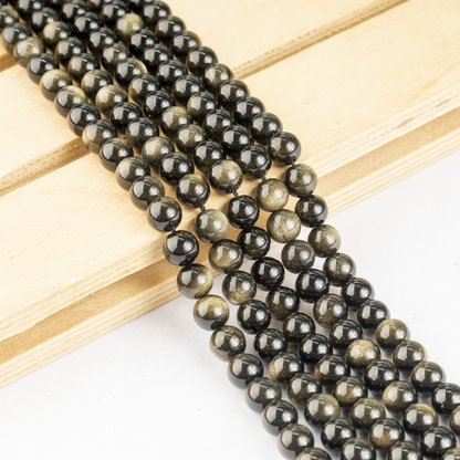 Golden Obsidian Beads, Natural Round Crystal Beads 4mm to 12mm  DestGlow