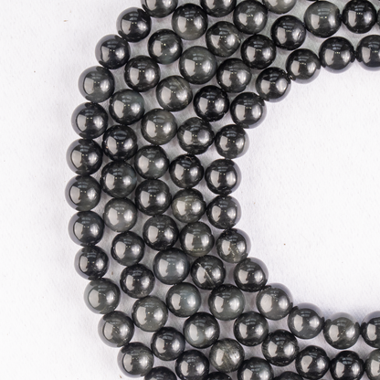 Black Obsidian Beads, Natural Round Crystal Beads 4mm to 14mm  DestGlow