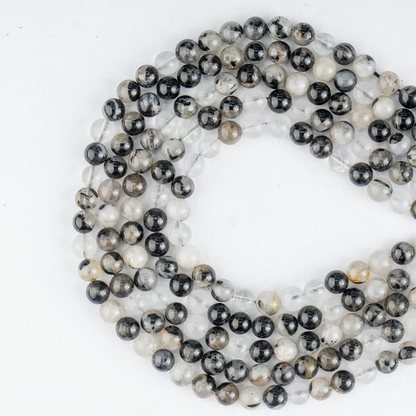 Black Rutile Beads, Natural Round Crystal Beads 6mm to 12mm  DestGlow