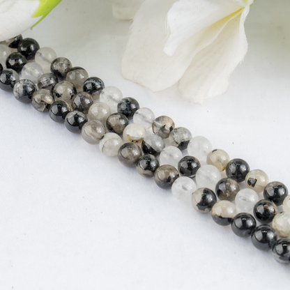 Black Rutile Beads, Natural Round Crystal Beads 6mm to 12mm  DestGlow