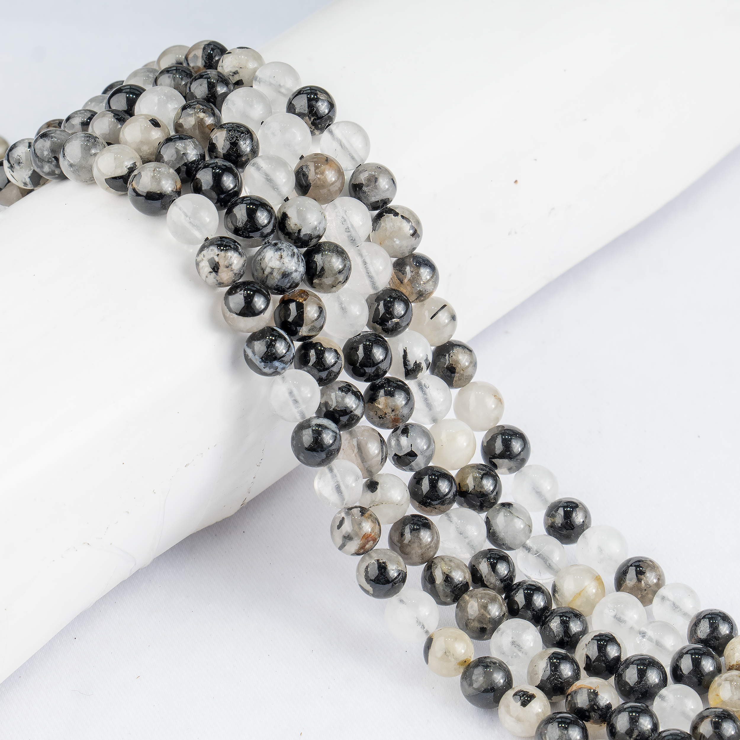 Black Rutile Beads, Natural Round Crystal Beads 6mm to 12mm  DestGlow
