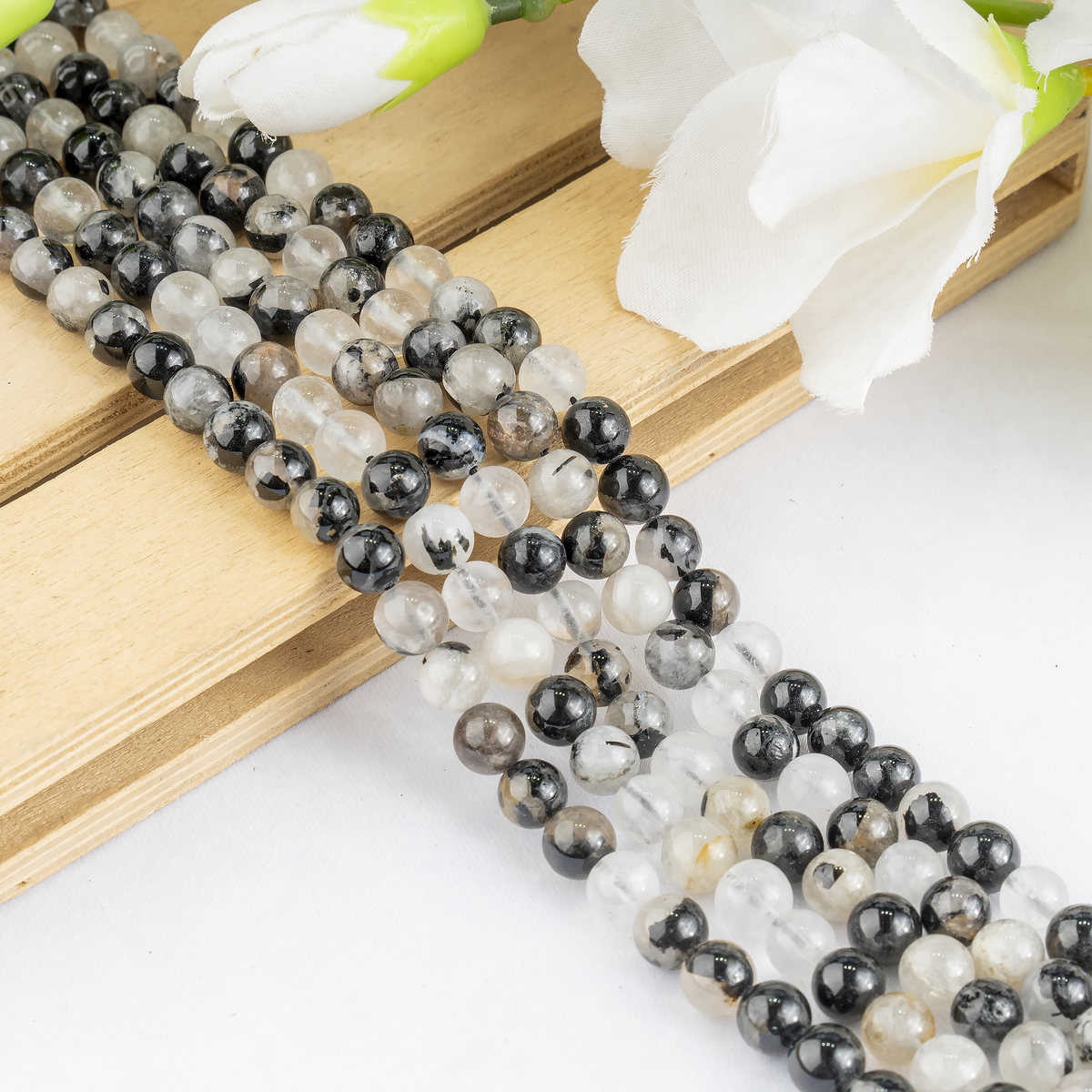 Black Rutile Beads, Natural Round Crystal Beads 6mm to 12mm  DestGlow