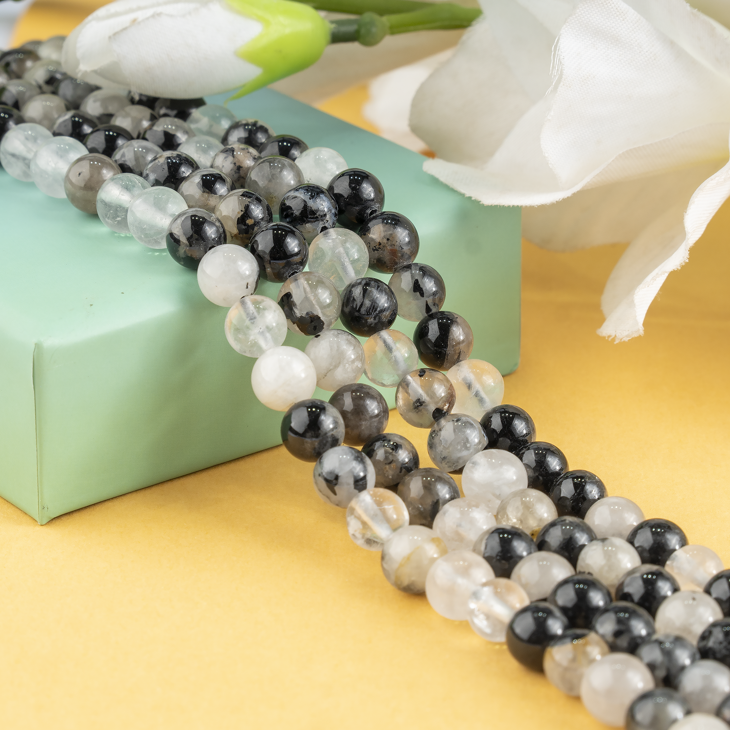 Black Rutile Beads, Natural Round Crystal Beads 6mm to 12mm  DestGlow