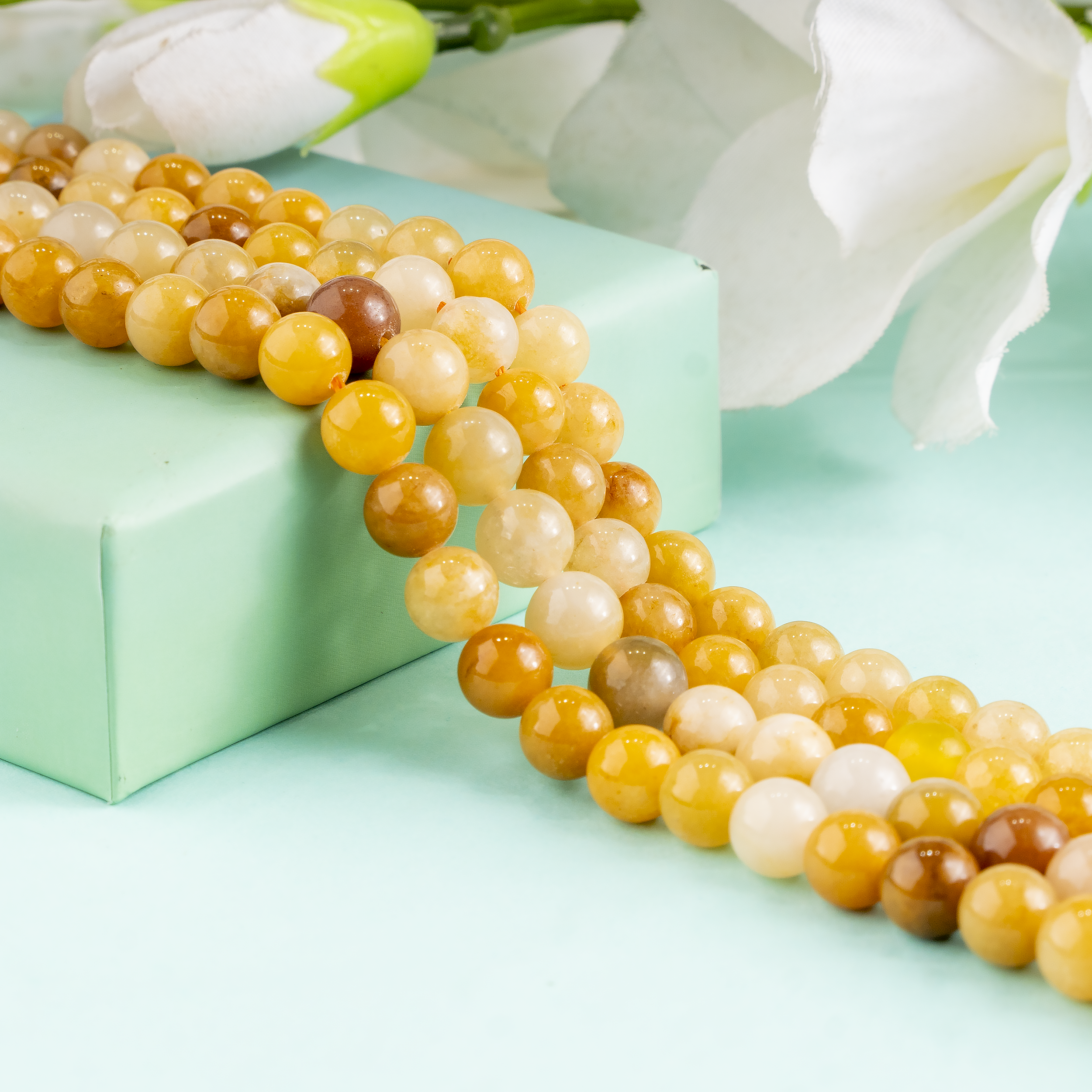 Yellow Aventurine Beads, Natural Round Crystal Beads 6mm to 10mm  DestGlow