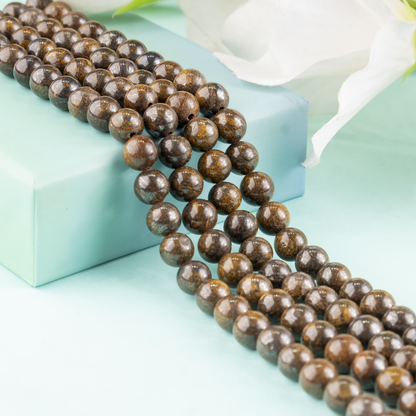 Bronzite Beads, Natural Round Crystal Beads 4mm to 12mm  DestGlow