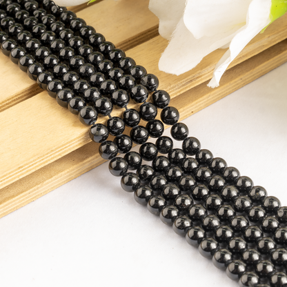 Black Tourmaline Beads, Natural Round Crystal Beads 4mm to 12mm  DestGlow