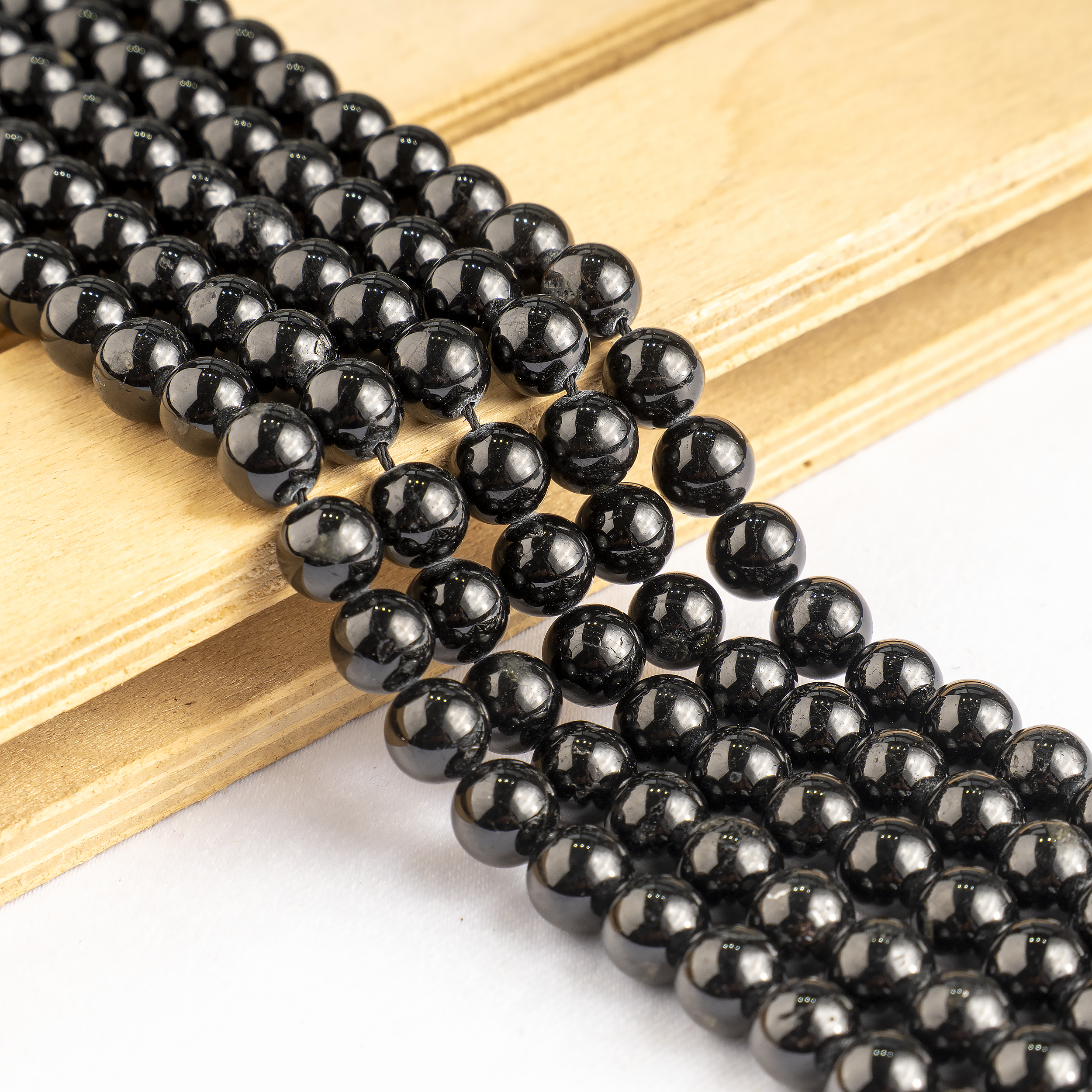 Black Tourmaline Beads, Natural Round Crystal Beads 4mm to 12mm  DestGlow