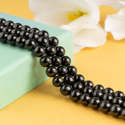 Black Tourmaline Beads, Natural Round Crystal Beads 4mm to 12mm  DestGlow