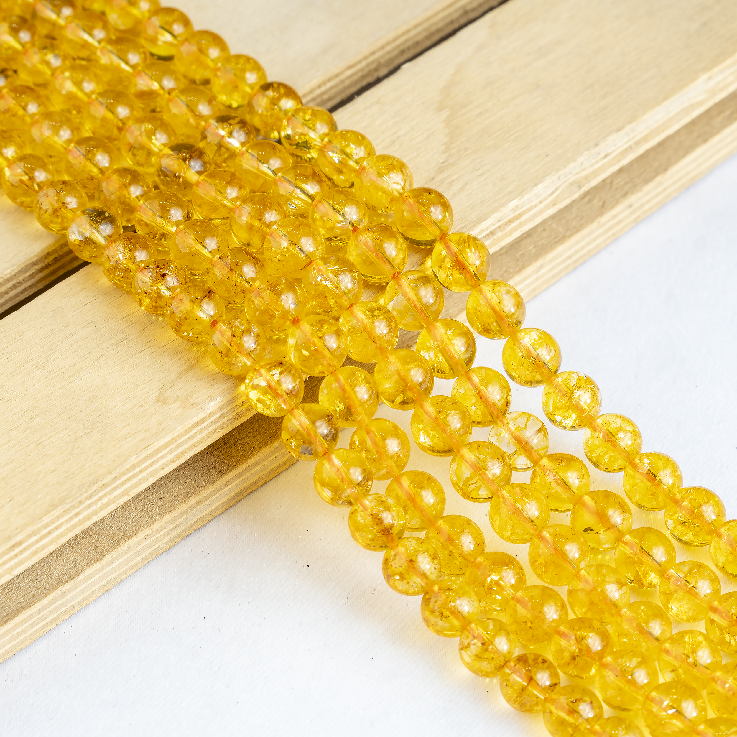 Citrine Heated Beads, Natural Round Crystal Beads 6mm to 10mm