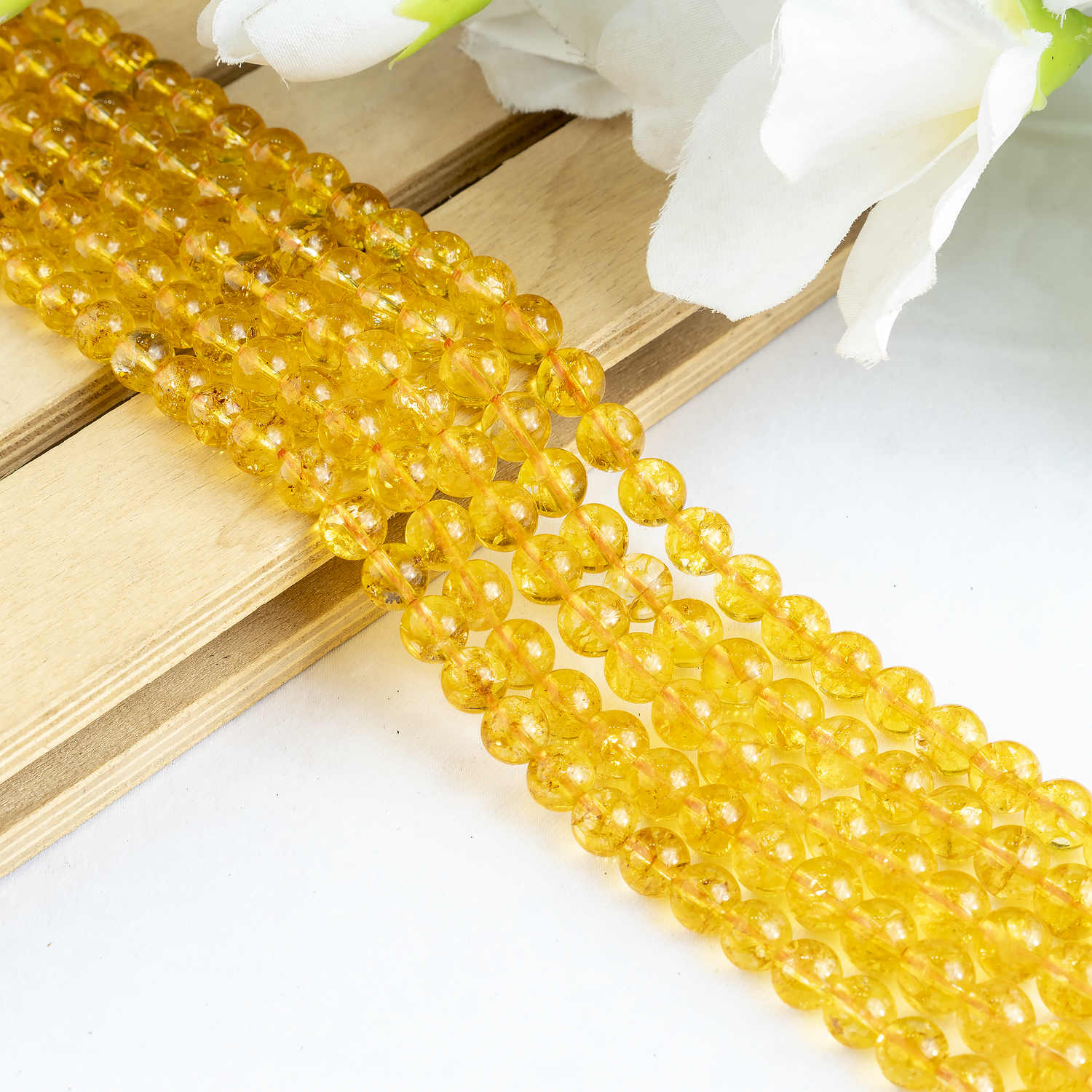 Citrine Heated Beads, Natural Round Crystal Beads 6mm to 10mm