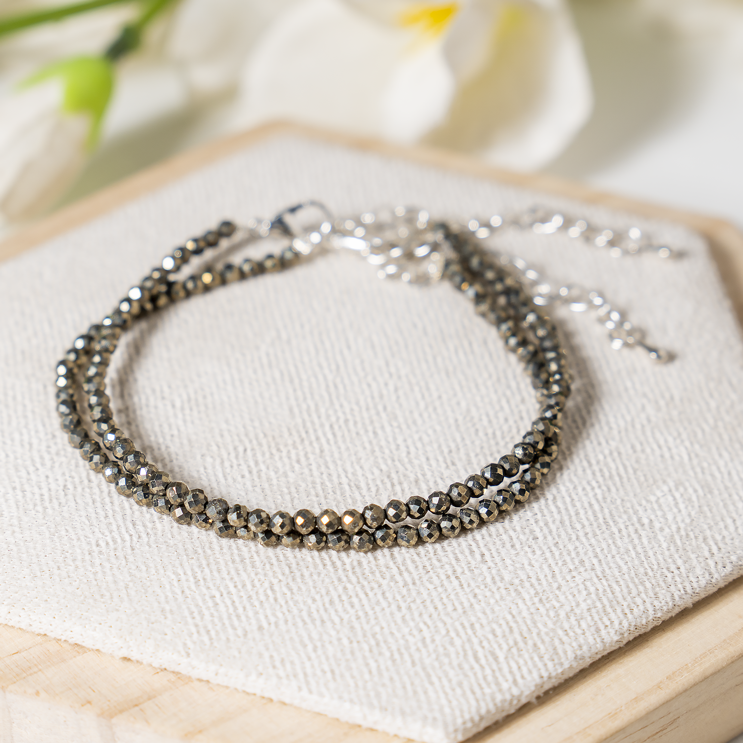 Pyrite Anklet 3mm – Natural Gemstone Jewelry for Protection, Balance &amp; Positive Energy