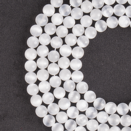 Selenite Round Beads Healing Crystal Gemstone Strand  DestGlow
