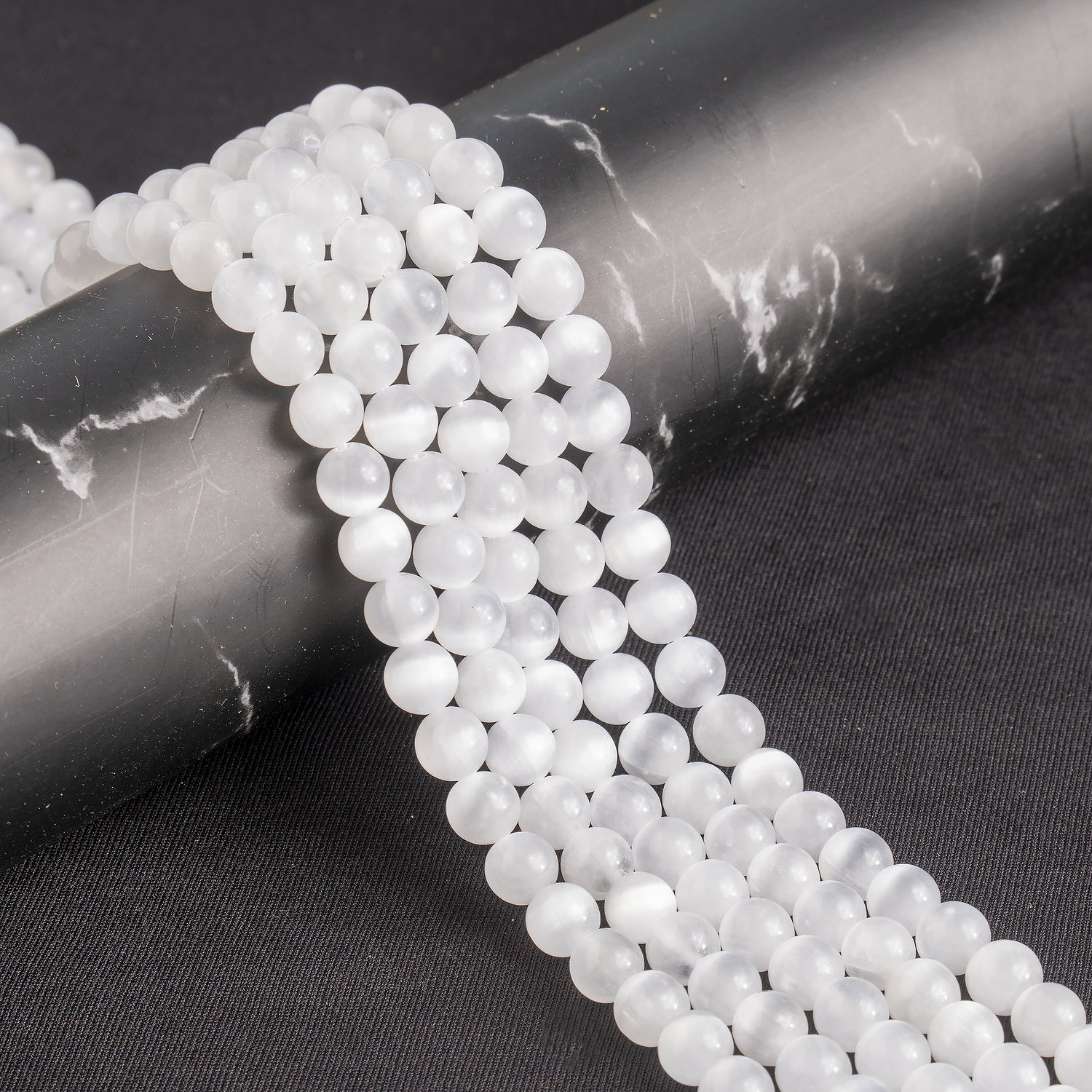 Selenite Round Beads Healing Crystal Gemstone Strand  DestGlow