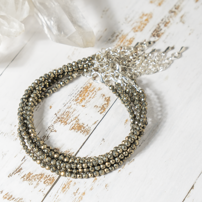 Pyrite Anklet 3mm – Natural Gemstone Jewelry for Protection, Balance &amp; Positive Energy