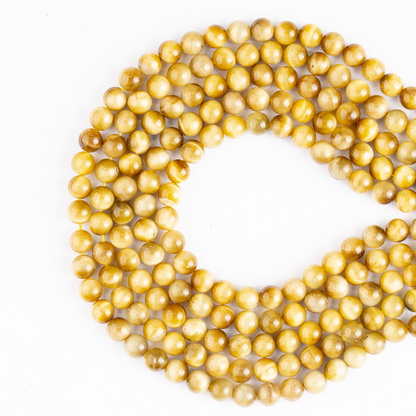 Tiger Cats Eye Yellow Heated Beads, Natural Round Crystal Beads 4mm to 14mm  DestGlow