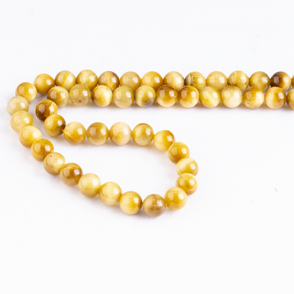 Tiger Cats Eye Yellow Heated Beads, Natural Round Crystal Beads 4mm to 14mm  DestGlow
