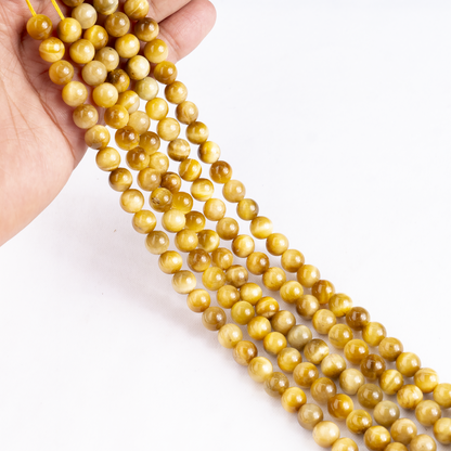 Tiger Cats Eye Yellow Heated Beads, Natural Round Crystal Beads 4mm to 14mm  DestGlow