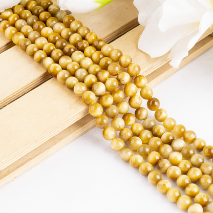 Tiger Cats Eye Yellow Heated Beads, Natural Round Crystal Beads 4mm to 14mm  DestGlow