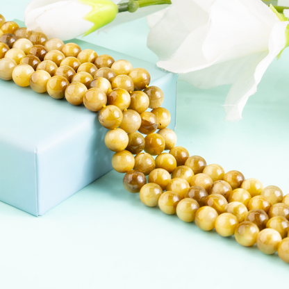 Tiger Cats Eye Yellow Heated Beads, Natural Round Crystal Beads 4mm to 14mm  DestGlow