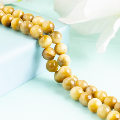Tiger Cats Eye Yellow Heated Beads, Natural Round Crystal Beads 4mm to 14mm  DestGlow