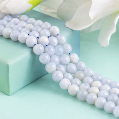 Blue Lace agate Beads, Natural Round Crystal Beads 4mm to 10mm