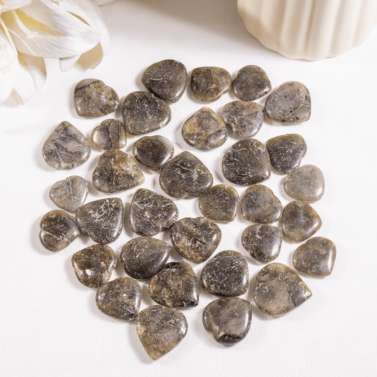 Labradorite Heart Crystal, Puffy Mini 1 Inch Pocket Crystal Heart.  DestGlow