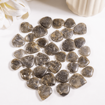 Labradorite Heart Crystal, Puffy Mini 1 Inch Pocket Crystal Heart.  DestGlow