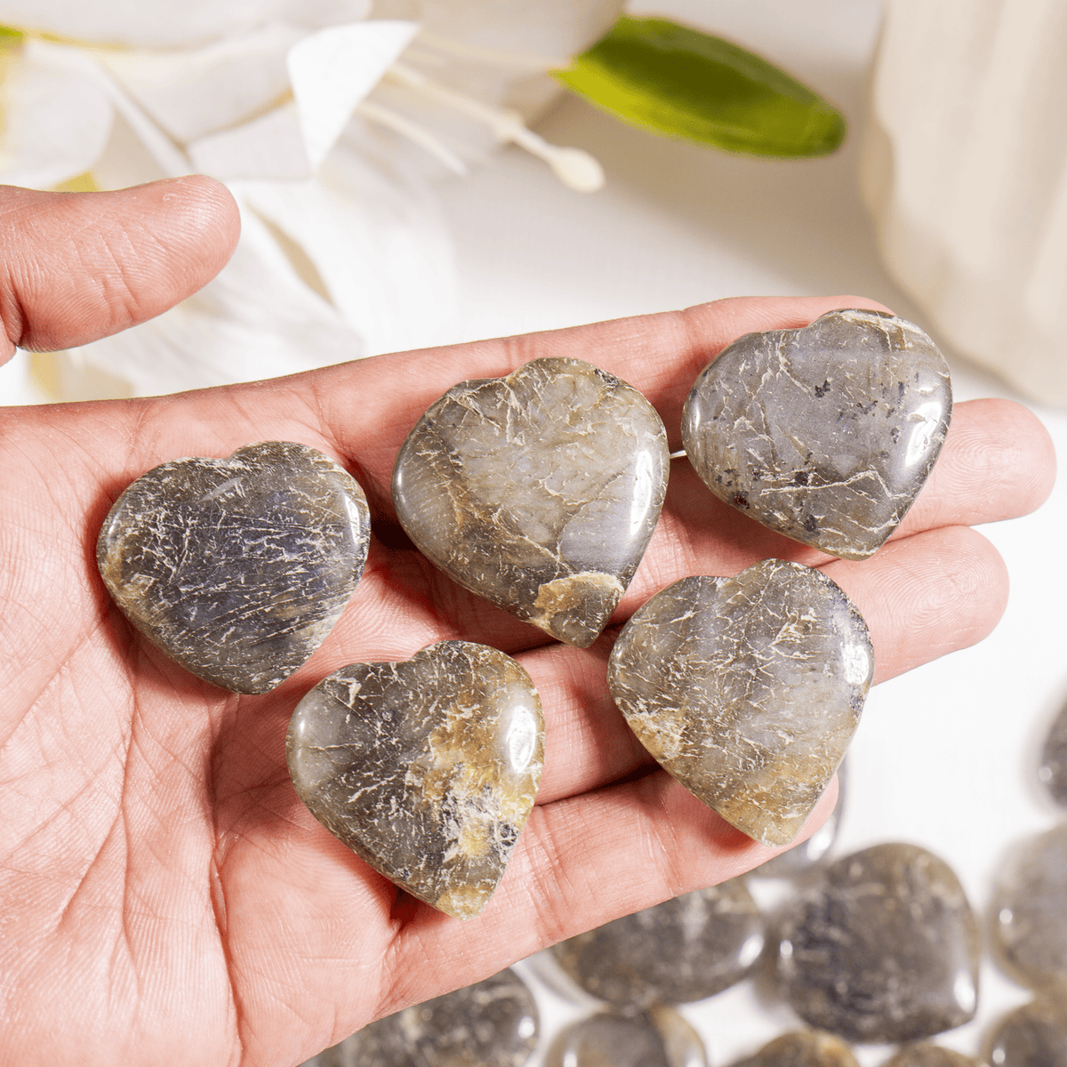 Labradorite Heart Crystal, Puffy Mini 1 Inch Pocket Crystal Heart.  DestGlow