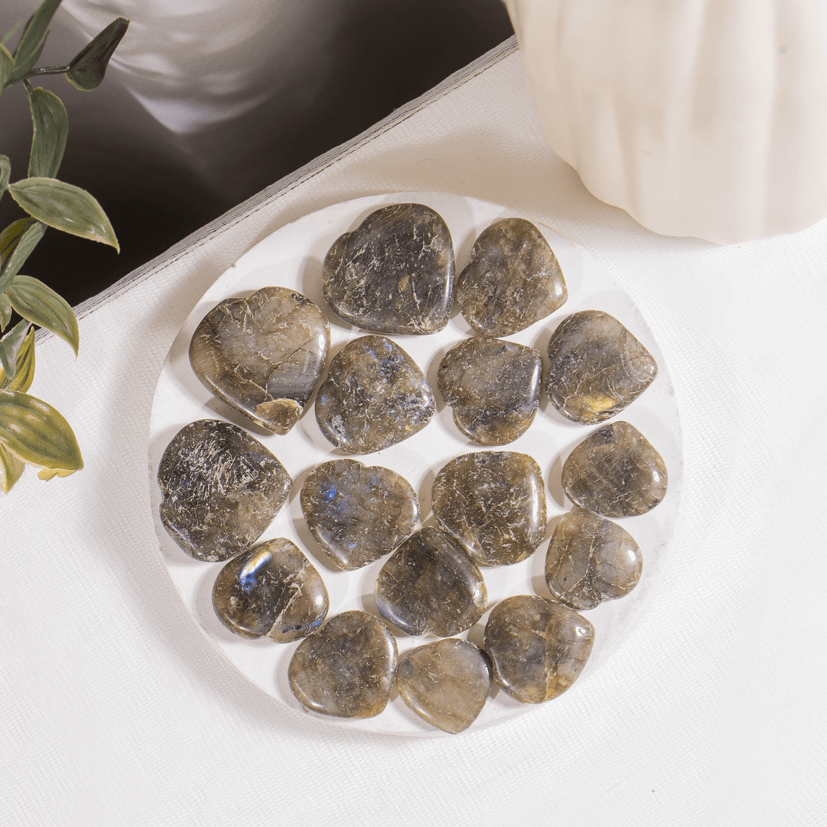 Labradorite Heart Crystal, Puffy Mini 1 Inch Pocket Crystal Heart.  DestGlow