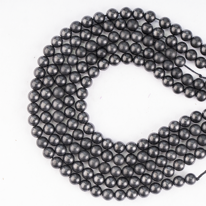 Black Shungite Beads, Natural Round Crystal Beads 6mm to 10mm