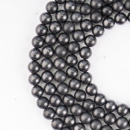Black Shungite Beads, Natural Round Crystal Beads 6mm to 10mm