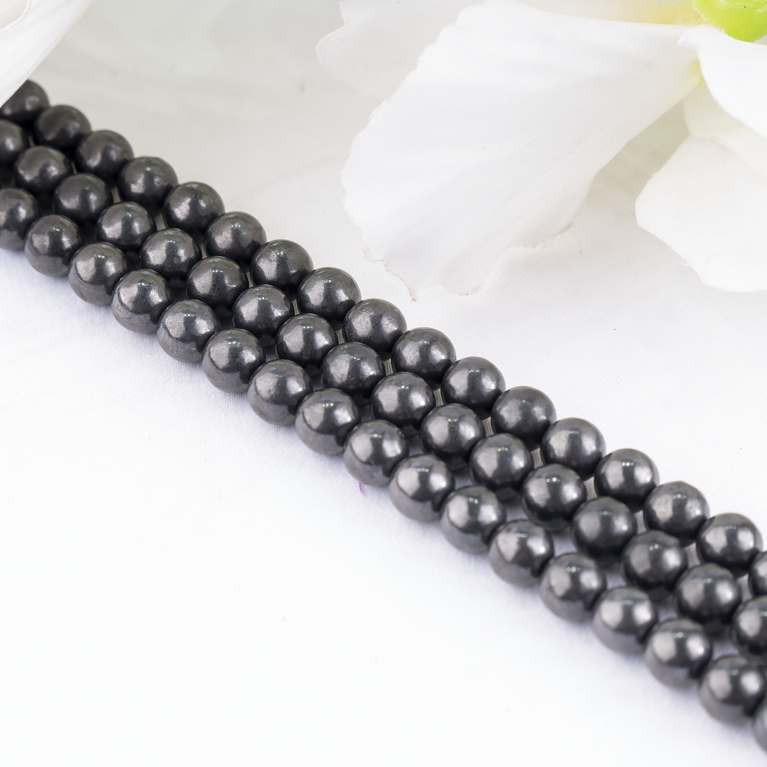 Black Shungite Beads, Natural Round Crystal Beads 6mm to 10mm