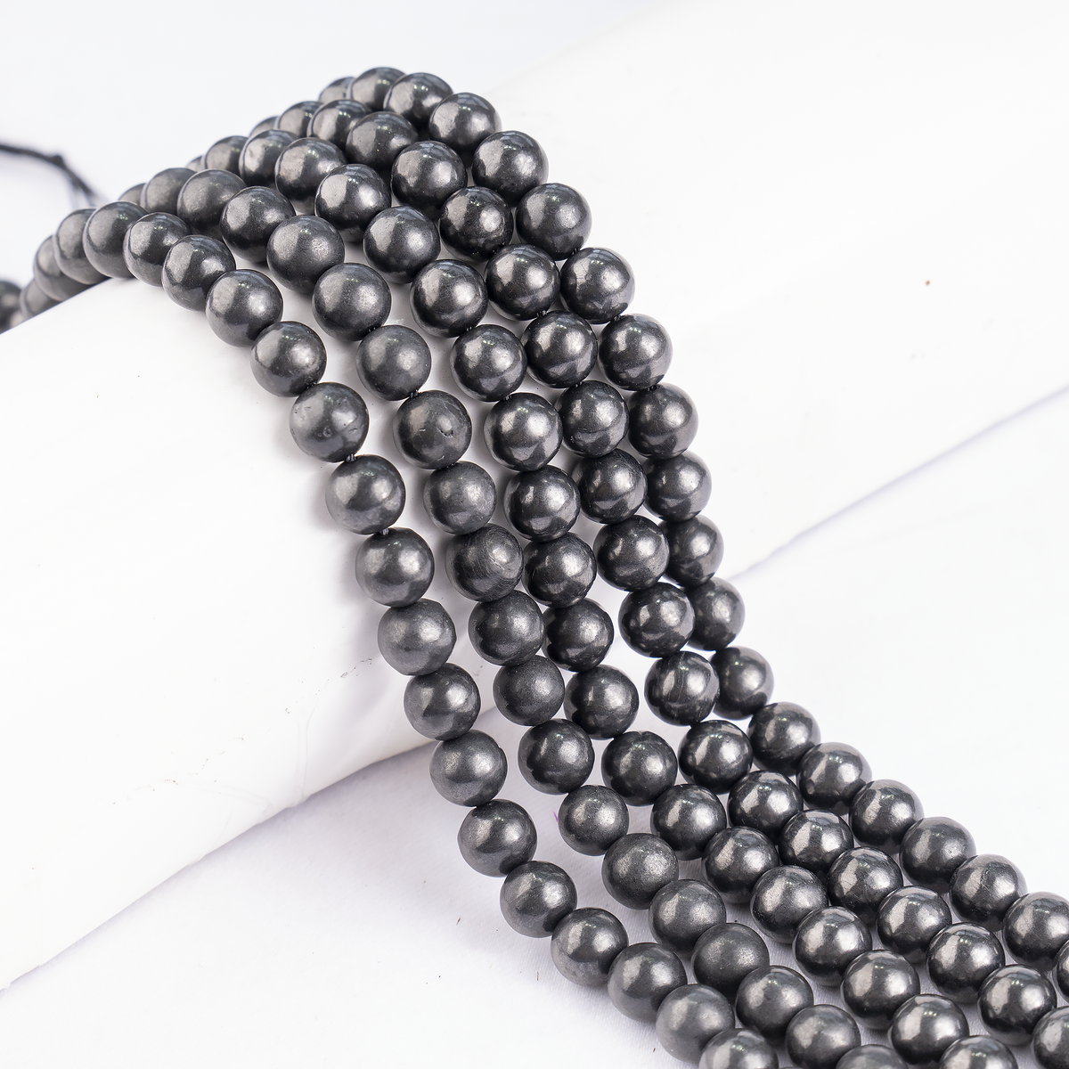 Black Shungite Beads, Natural Round Crystal Beads 6mm to 10mm