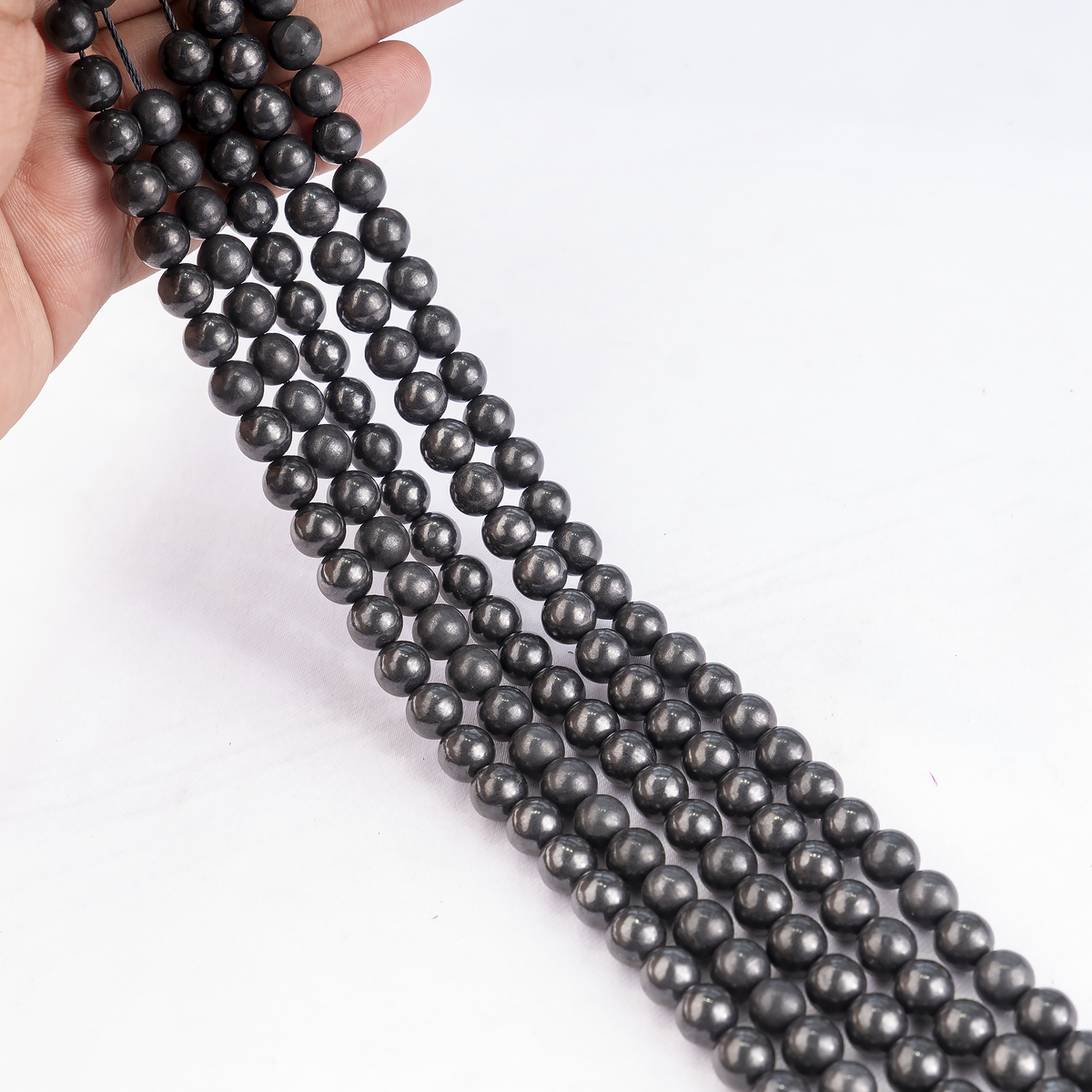 Black Shungite Beads, Natural Round Crystal Beads 6mm to 10mm