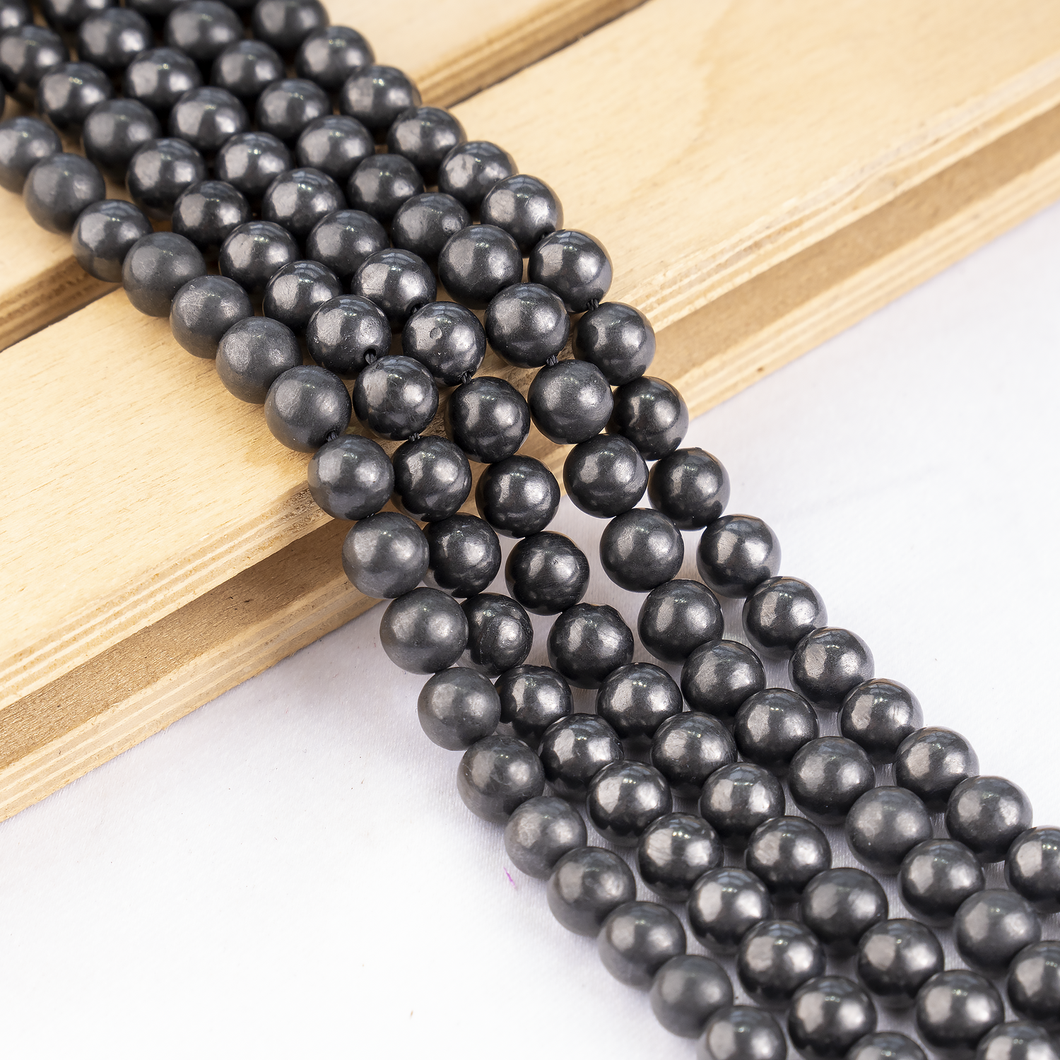 Black Shungite Beads, Natural Round Crystal Beads 6mm to 10mm