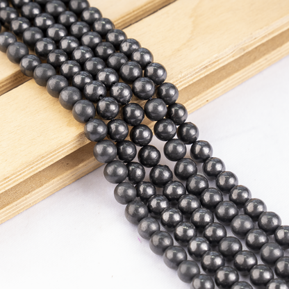 Black Shungite Beads, Natural Round Crystal Beads 6mm to 10mm