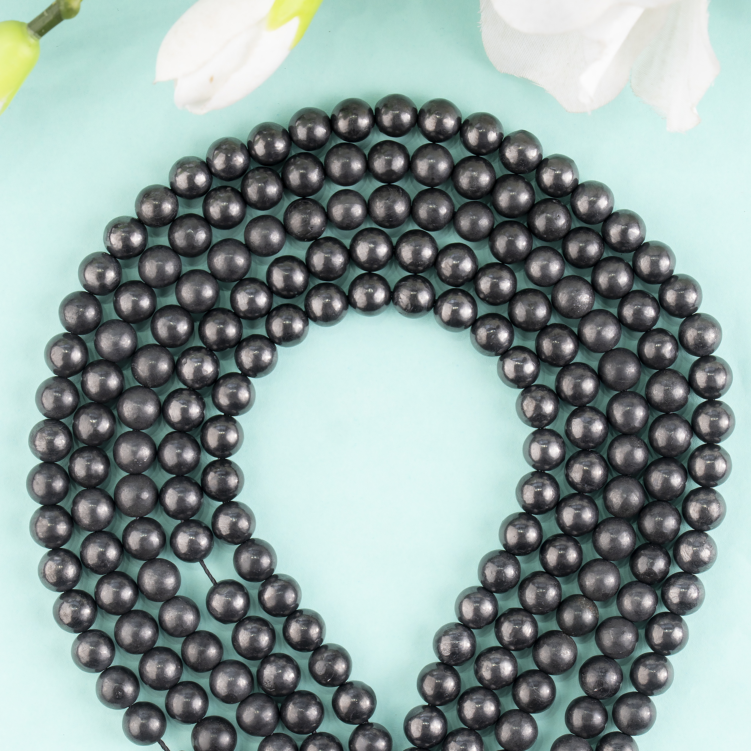 Black Shungite Beads, Natural Round Crystal Beads 6mm to 10mm
